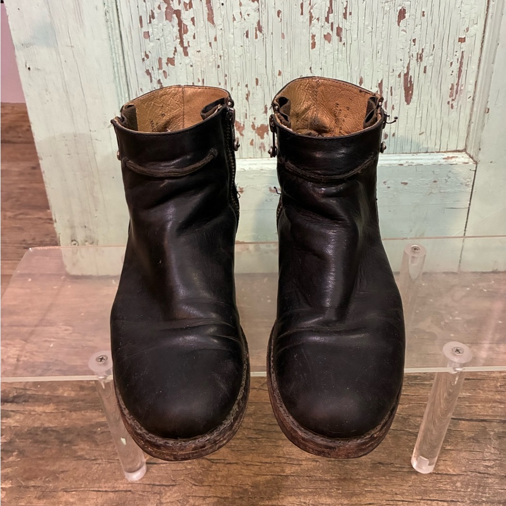 Frye Black Leather Ankle Booties